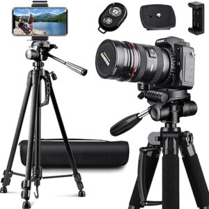 TDNE 360° Tripod for Camera Mobile, 67IN/170CM Camera Stand with Carry Bag & Wireless Remote & Phone Holder, Compatible with iPhone, Dslr Tripod, Projector, Spotting Scopes, Travel Camera Accessories