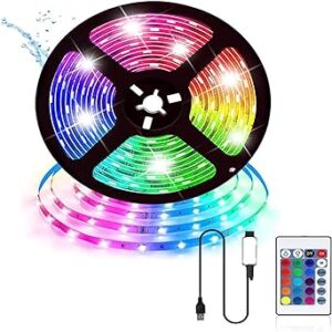 LED Light Strip, 2835RGB Multi-Color Changing Lights, 9.8ft （3M）180 LEDs Rope with IR Remote Controller, USB Power Supply for Bedroom, TV-Back Lighting,led lights bedroom,Halloween, Christmas