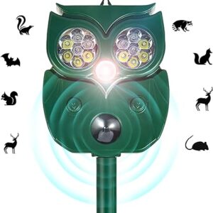 Solar Animal Repeller Defender, Ultrasonic Animal Repeller, KASTWAVE Outdoor Animal Deterrent with Motion Sensor and Led Light Alarm, Protect Yards, Lawn Gardens