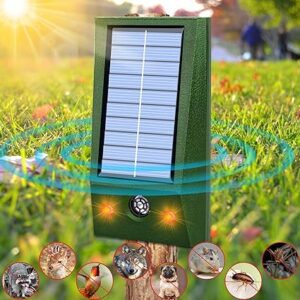 Ultrasonic Animal Repeller, KASTWAVE Outdoor and Indoor, IP66 Waterproof Solar Hanging with LED Lights Flash, Effectively Repels Dog Cat Deer Raccoon Rabbit Squirrel Bird Farm Garden Yard