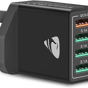 USB Charger Plug, Aioneus 33W 4-Port Fast Charging Block, QC 3.0 USB Charger Adapter Plug Phone Charger Adapter for Phone 15 14 13 12 11 Pro Max XS XR X 8 7, for Samsung,LG,Moto,Android Phones