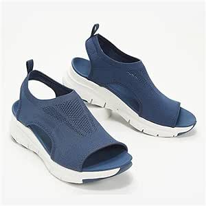 Wuzhengzhijia Sandals Summer Washable Slingback Orthopedic Slide Sport Sandals Mens Womens Breathable Mesh Slippers Large Size Casual Beach Travel Flat Slippers (Color : Blue, Size : EUR38/US7)