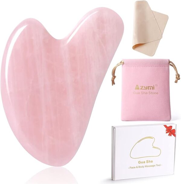 Azymi Gua Sha Massage Tool, Real Jade Gua Sha Stone Face Jawline Muscle Sculptor