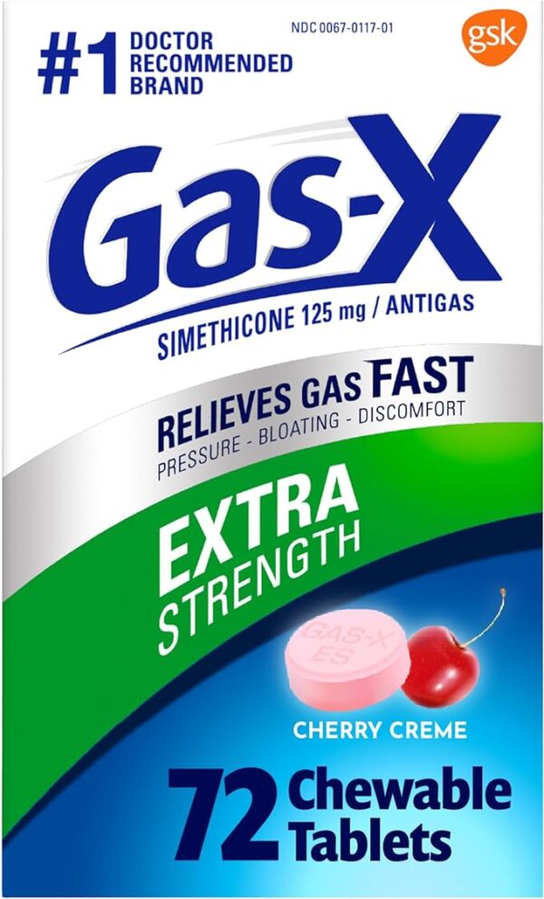 Gas-X Extra Strength Chewable Cherry Tablet for Fast Gas Relief,72 Count