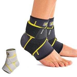 BRACOO Ankle Airy Sleeve, Adjustable Compression Ankle Support Men & Women, Ankle Brace for Sprain, Pain Relief, Injury Recovery, FS60, 1 Pair (S/M)