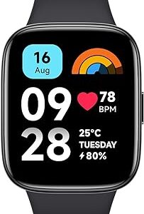 Xiaomi Redmi Smart Watch 3 Active Black| 1.83 Inch Big LCD Display, 5ATM Water Resistant, 12 Days Battery Life, GPS, 100+ Workout Mode, Heart Rate Monitor, Full Scale Fitness Tracking