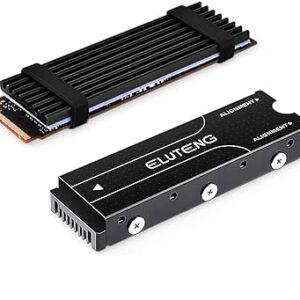 ELUTENG M.2 2280 Heatsink for PS5/PC Double-Sided Heat Sink Alloy Aluminum NGFF NVME Cooling Sink with 4 Thermal Conductivity Silicone Pads M.2 SSD Cooler Set for 2280 M.2 SSD