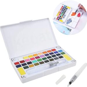 ikeoat Watercolor Paint Set, 36 Colors in Gift Box with Bonus Watercolor Paper Pad and Water Brushes, Perfect for Kids, Adults, Beginners, Artists Painting, Sketching, and Illustrating