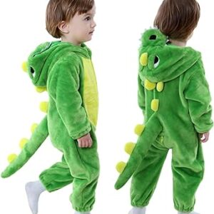 Toddler Infant Dinosaur Costume Flannel Hooded Onesies Soft Animal Romper Outfits Gift