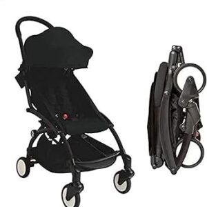 TechPlus - Autofold Baby Stroller – Automatic Easy Folding Portable Baby Trolley – Lightweight Baby Travel Gear – Multi-Reclining Compact Push Chair (Black)