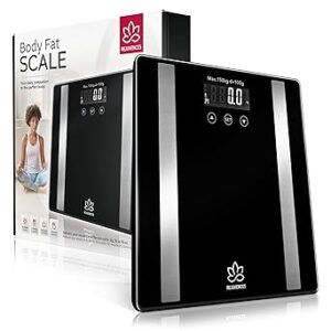 Rejuvences Digital Scale for Body Weight, Body Fat, Body Water, Muscle Mass, Bone Mass, and BMR - Smart Body Composition Scale with Auto ON/OFF, 3-180kg Weight Capacity (Black)