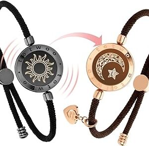 TOTWOO Long Distance Touch Bracelets for Couples, Vibration & Light up for Love Couples Bracelets | Long Distance Relationship Gifts for Girlfriend Bluetooth Pairing Jewelry