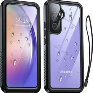 Case for Samsung Galaxy A54 5G, with Built-in Screen Protector, Waterproof Rugged Full Body Underwater Dustproof Shockproof Drop Proof Protective Case Cover (Black, A54 5G)