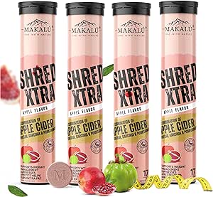 MAKALU ShredXtra 100% Organic metabolism boosting combination of Apple cider vinegar, Garcinia cambogia, and Pomegranate Extract (Pack of 4)