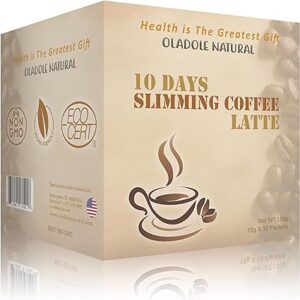 Oladole Natural Latte Slimming Coffee 15g 10 Packets for Weight Management with Super Ingredients Acai Berry, Raspberry Ketone, Garcinia Cambogia, African Mango, Green Coffee & Tea Extract, Keto Diet