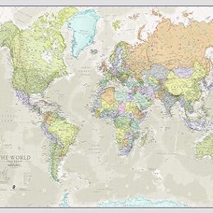 Maps International Classic World Wall Map - Map of The World Unknown Binding