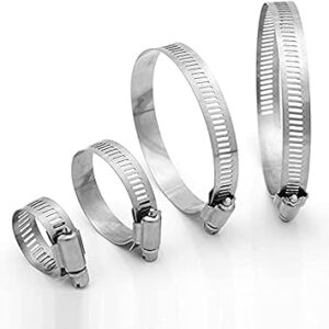 Odluzy 40 Pcs Hose Clamp Assortment, 7 Sizes Adjustable Pipe Tube, 304 Stainless Steel Worm Gear Hose Spring Clamp for Pipe, Tube, Fuel Line, Plumbing