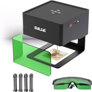 laser engraver，DAJA DJ6 Laser Engraver DIY Marking Portable Engraving Machine for DIY Handcraft Logo Mark Printer 80x80mm Carving Area with 4PCS Raised Columns + Goggles Support Wireless Mobile Connec