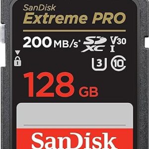 SanDisk 128GB Extreme PRO SDXC card + RescuePRO Deluxe, up to 200MB/s, UHS I, Class 10, U3, V30 SDSDXXD 128G GN4IN, Black