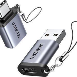 UGREEN USB to USB C Adapter USB C Male to 3.2 Female Charger 2 Pack, 10Gbps USB C Female to USB Male OTG Adapter for iPhone 15 Pro Max/15 Pro, MacBook Air, iPad Pro, Samsung Galaxy S24 Ultra/S23