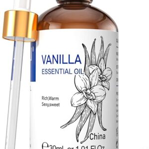 HIQILI Vanilla Essential Oil for Diffuser, Massage, Skin & Hair Care,100 Pure Therapeutic Grade Vanilla Oil for Aromatherapy - 30ml