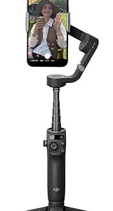 OSMO Mobile 6 Smartphone Gimbal Stabilizer, 3-Axis Phone Gimbal, Built-In Extension Rod, Android and iPhone Gimbal, Vlogging Stabilizer YouTube TikTok video, UAE Version with Official Warranty Support