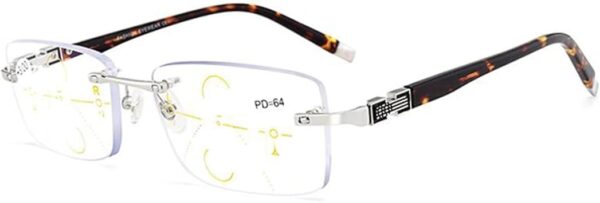 Frameless Blue Light Computer Glasses Progressive Multifocal Reading Glasses Spring Hinge Reader For Men (Color : Silver, Size : 3.0x)