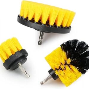 SHOWAY 3 Piece Drill Brush Nylon Cordless Drill Powered Spinning Brush Heavy Duty Scrubbing Drill Attachment Kit Power Scrub Brush