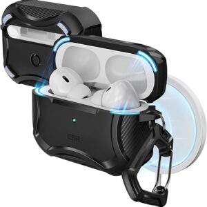 ESR for AirPods Pro 2 Case (USB-C/Lightning), Compatible with Airpods Pro Case (2023/2022/2019, 2nd/1st Gen), Compatible with MagSafe, Powerful Drop Protection, Magnetic Lid, Black