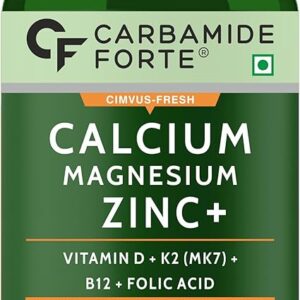 Carbamide Forte Calcium Magnesium & Zinc Tablets with Vitamin D, Vitamin K2 MK7 & Vitamin B12 | Calcium Tablets for Women & Men | Bone Health & Joint Support – 120 Tablets