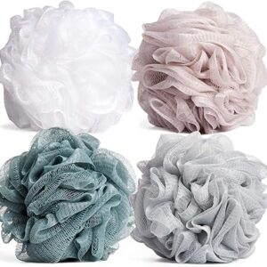 Aliza Loofah Sponge - Pack of 4 Shower Puffs - Eco-friendly Body Scrubber Unisex - Mix Color Loofah Sponge -