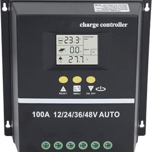 BROLEO 100A MPPT SolarController, 12V 24V 36V 48V Auto Battery Panel Regulator, LCD Display Solar Charger with Dual USB 5V Charging Ports, for GEL, Flooded,Battery