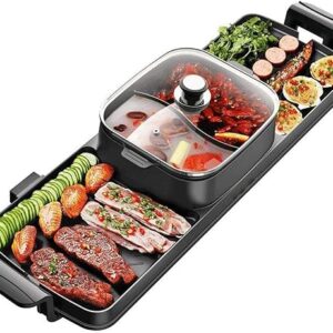 2 in 1 Electric Hot Pot With BBQ Grill - Shabu Shabu With Separate Temperature Control for Family Dining (X16)